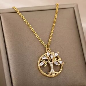 Gold Filled Cubic Zirconia Tree of Life Necklace